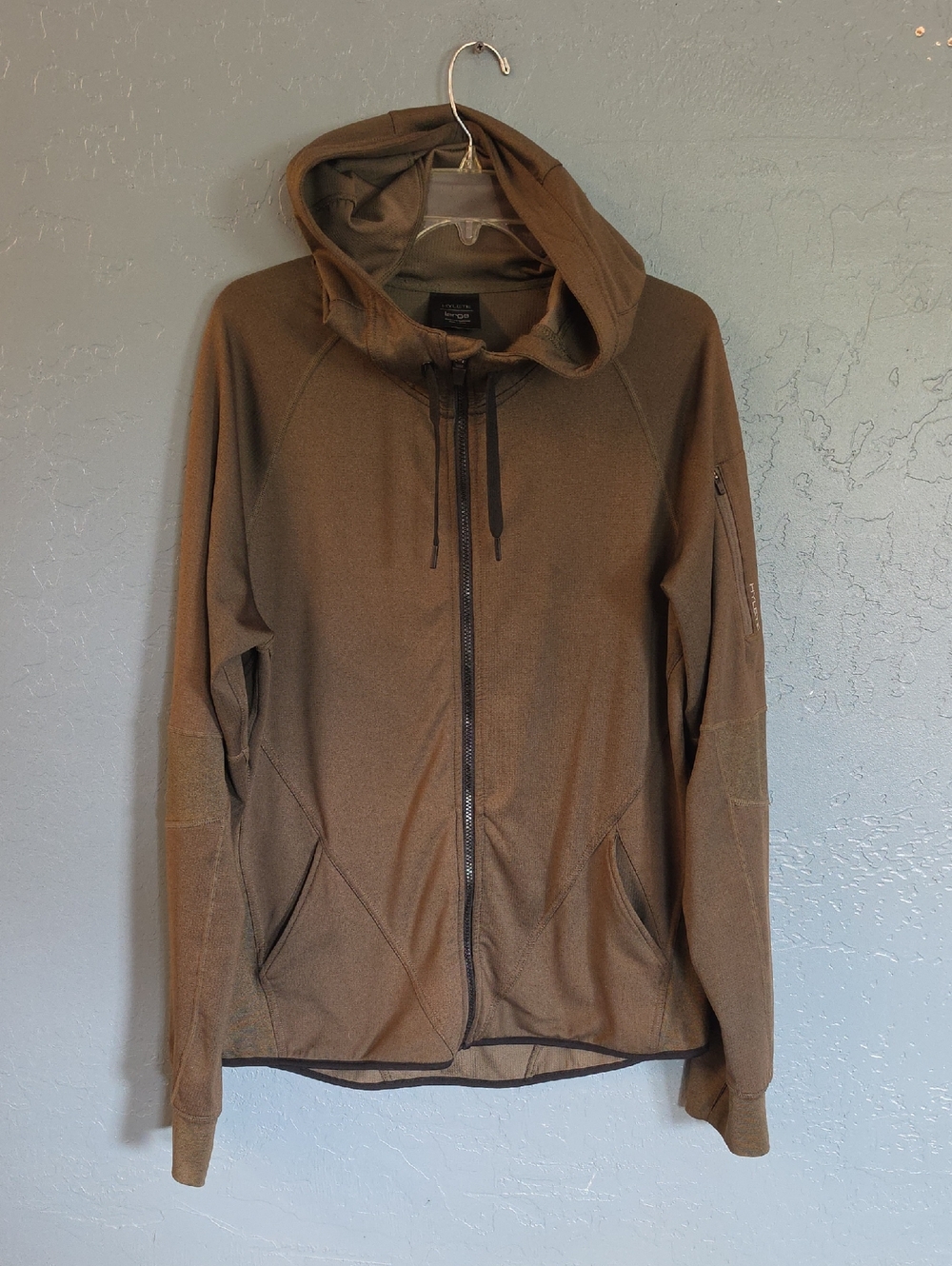 Hylete Men's Zip-Up Hoodie in Olive Green
